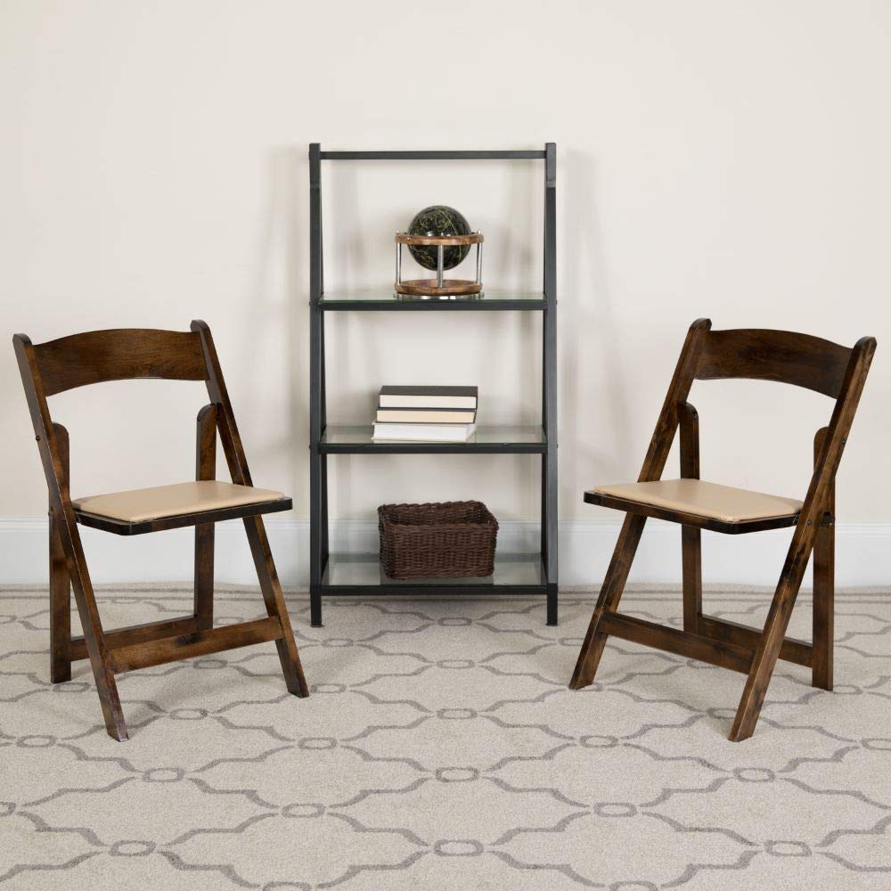 Flash Furniture 4 Pack Hercules Series Fruitwood Wood Folding Chair With Vinyl Padded Seat